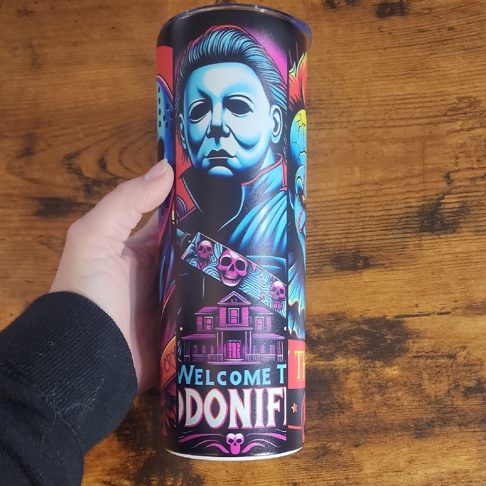 Donif Blue and Black Graphic Water Bottle